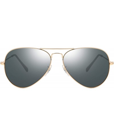 Aviator Crystal Glass Optical Lenses Classic Aviator Sunglasses 3025 - Golden Frame- Grey Glass Lenses - CW18K49OYIH $31.67
