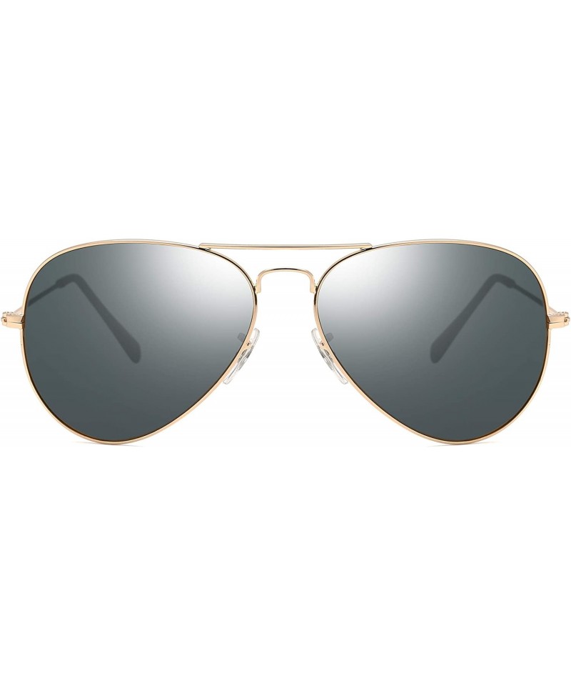 Aviator Crystal Glass Optical Lenses Classic Aviator Sunglasses 3025 - Golden Frame- Grey Glass Lenses - CW18K49OYIH $13.01