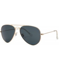 Aviator Crystal Glass Optical Lenses Classic Aviator Sunglasses 3025 - Golden Frame- Grey Glass Lenses - CW18K49OYIH $13.01