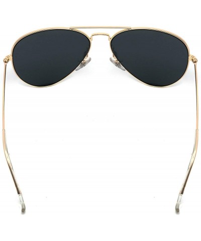 Aviator Crystal Glass Optical Lenses Classic Aviator Sunglasses 3025 - Golden Frame- Grey Glass Lenses - CW18K49OYIH $13.01