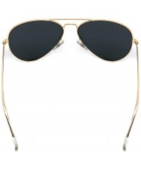 Aviator Crystal Glass Optical Lenses Classic Aviator Sunglasses 3025 - Golden Frame- Grey Glass Lenses - CW18K49OYIH $13.01