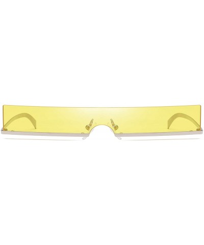 Oval Trendy Tiny Rimless Rectangle Sunglasses Slim Rectangular - Yellow - CT18Q05ZT9T $11.24