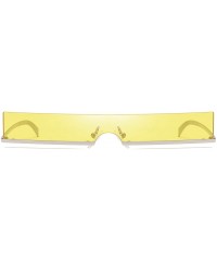 Oval Trendy Tiny Rimless Rectangle Sunglasses Slim Rectangular - Yellow - CT18Q05ZT9T $11.24