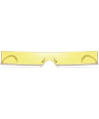 Oval Trendy Tiny Rimless Rectangle Sunglasses Slim Rectangular - Yellow - CT18Q05ZT9T $11.24