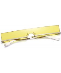 Oval Trendy Tiny Rimless Rectangle Sunglasses Slim Rectangular - Yellow - CT18Q05ZT9T $11.24