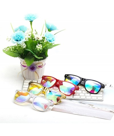 Goggle Rave Festival Kaleidoscope Glasses Rainbow Prism Sunglasses for Women Men - Yellow+white - C118SS383DN $18.97