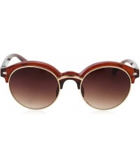 Round Classic Vintage Inspired Horned Rim Plastic Frame Round Sunglasses - Brown - CR18M79NG5M $10.72