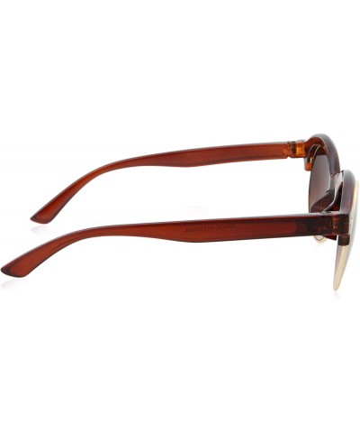 Round Classic Vintage Inspired Horned Rim Plastic Frame Round Sunglasses - Brown - CR18M79NG5M $10.72