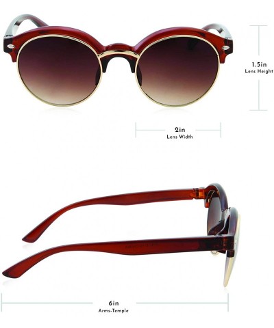 Round Classic Vintage Inspired Horned Rim Plastic Frame Round Sunglasses - Brown - CR18M79NG5M $10.72