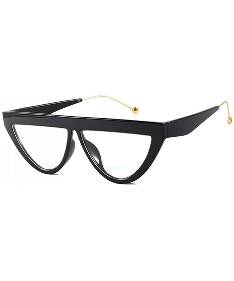 Cat Eye Fashion Sunglasses Women's Brand Design Cat Eye Flat Frame Sunglasses - C2 Black Clear - C6198UGL74M $18.33