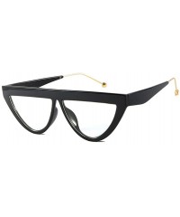 Cat Eye Fashion Sunglasses Women's Brand Design Cat Eye Flat Frame Sunglasses - C2 Black Clear - C6198UGL74M $18.33