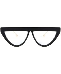 Cat Eye Fashion Sunglasses Women's Brand Design Cat Eye Flat Frame Sunglasses - C2 Black Clear - C6198UGL74M $18.33
