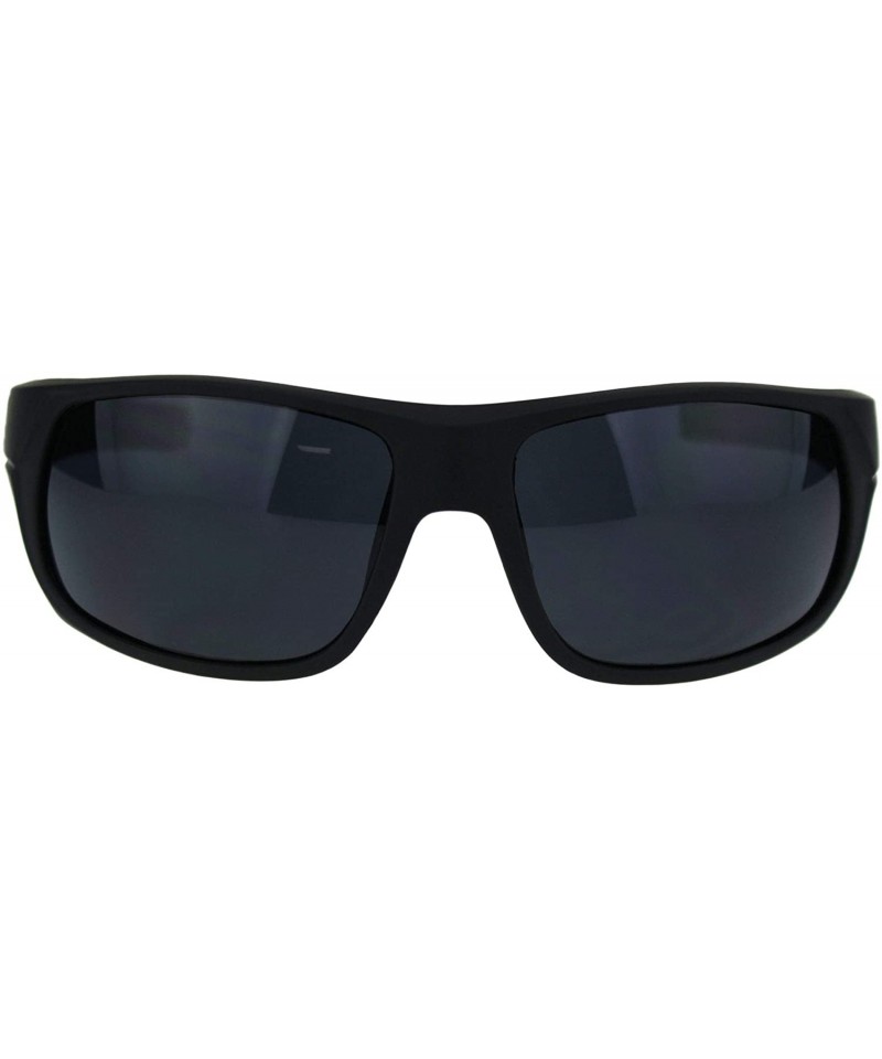 Sport Matte Black 90s Classic Manly Gangster Rectangular Sport Warp Sunglasses - CO18QTGL940 $7.46