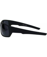 Sport Matte Black 90s Classic Manly Gangster Rectangular Sport Warp Sunglasses - CO18QTGL940 $7.46