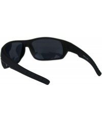 Sport Matte Black 90s Classic Manly Gangster Rectangular Sport Warp Sunglasses - CO18QTGL940 $7.46