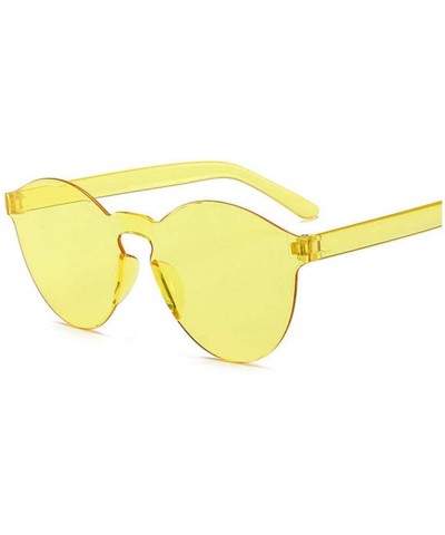 Semi-rimless Fashion RimlVintage Round Mirror Sunglasses Women Luxury Design Yellow Sun Glasses Oculos - Yellow - CR197Y7LULK...