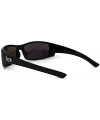 Rectangular Locs Mens Rectangular Warp Gangster Cholo Sunglasses - Black Teal Mirror - CI19672CIIS $8.57