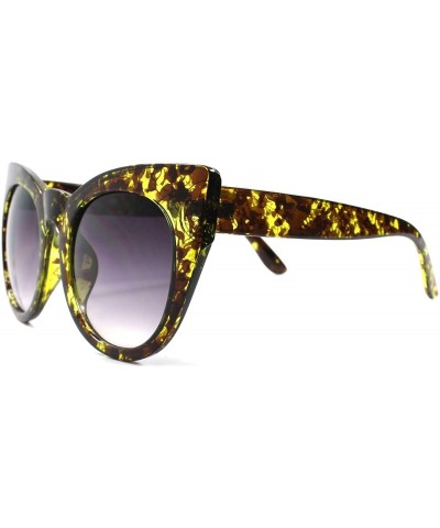 Cat Eye Classic Retro Fashion Womens Vintage Inspired Cat Eye Frame Sunglasses - Brown & Green - CH1892GALAC $23.14