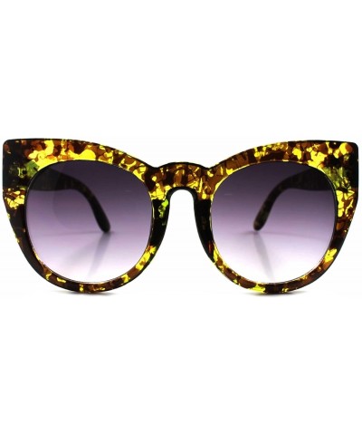 Cat Eye Classic Retro Fashion Womens Vintage Inspired Cat Eye Frame Sunglasses - Brown & Green - CH1892GALAC $13.57