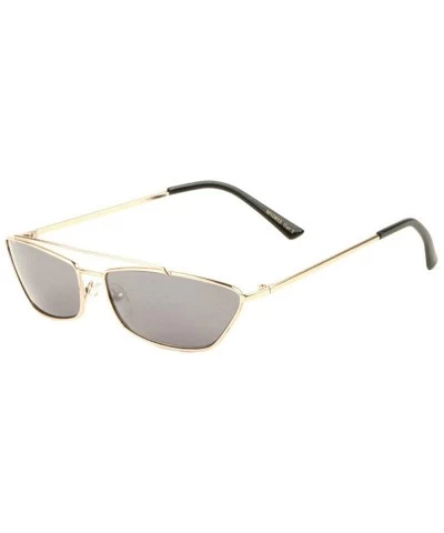 Aviator Slim Geometric Sleek Metal Wire Frame Aviator Sunglasses - Rose Gold & Black Frame - CB18W36TZR2 $17.21