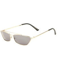 Aviator Slim Geometric Sleek Metal Wire Frame Aviator Sunglasses - Rose Gold & Black Frame - CB18W36TZR2 $9.77