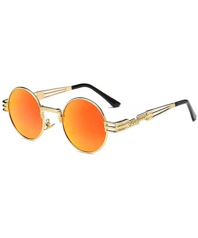 Oval Hippie Sunglasses WITH CASE Retro Classic Circle Lens Round Sunglasses Steampunk Colored - C4192RHNNXU $23.81