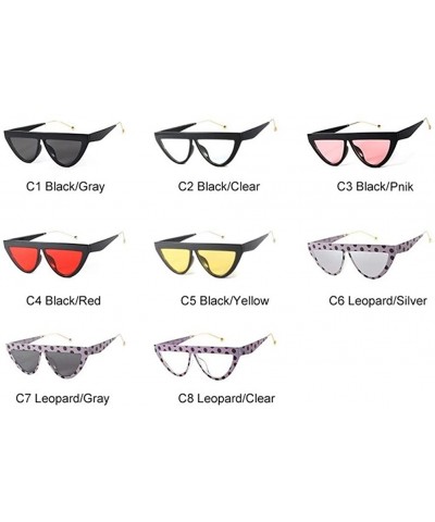 Cat Eye Fashion Sunglasses Women's Brand Design Cat Eye Flat Frame Sunglasses - C2 Black Clear - C6198UGL74M $8.44