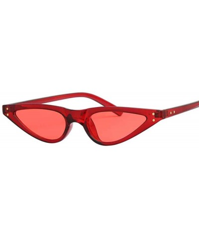 Aviator Small Cat Eye Sunglasses Women Brand Designer Retro Cateyes Sun Glasses Red Red - Red Red - C718Y2O6G3Y $7.15