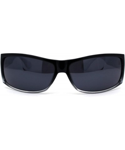 Rectangular Classic 90s Narrow Rectangular Gangster Sunglasses - Black Silver Black - CM195EDN9WC $9.39