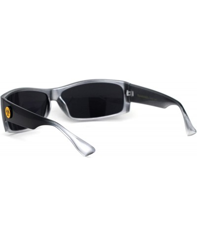 Rectangular Classic 90s Narrow Rectangular Gangster Sunglasses - Black Silver Black - CM195EDN9WC $9.39