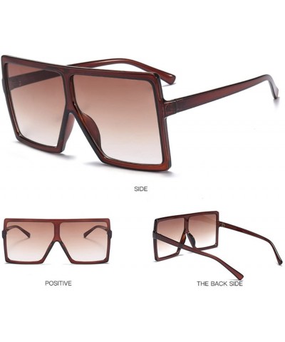 Square Retro Square Large Frame Sunglasses Men Women Unisex Eyewear Plastic Outdoor New - 3 - CW18X65X2UL $17.81