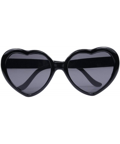 Oversized Women Fashion Oversized Heart Shaped Retro Sunglasses Cute Eyewear UV400 - Black - C712O0EQWT2 $7.61