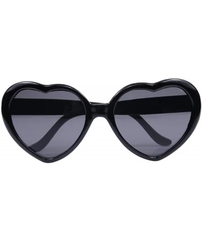 Oversized Women Fashion Oversized Heart Shaped Retro Sunglasses Cute Eyewear UV400 - Black - C712O0EQWT2 $18.90