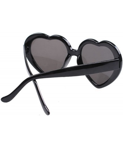 Oversized Women Fashion Oversized Heart Shaped Retro Sunglasses Cute Eyewear UV400 - Black - C712O0EQWT2 $7.61