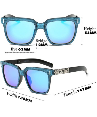 Square Unisex UV Protection Polarized Vintage Woodlike Frame Sunglasses For Men/Women - Purple/Purple - CS199UDHMIT $18.88