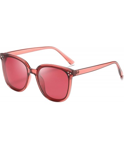 Oversized Polarized Retro Oversized Square Sunglasses for Women B2474 - Red - CZ18O6H0LRS $9.96