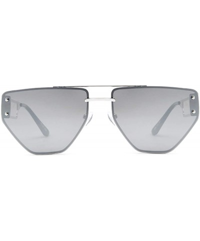 Square New Avaitor Sunglasses - Rimless Metal - Mirrored Lens - Unique Design Sun Glasses - Grey - C618WQCKI08 $8.03