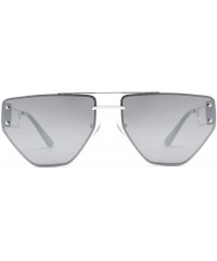 Square New Avaitor Sunglasses - Rimless Metal - Mirrored Lens - Unique Design Sun Glasses - Grey - C618WQCKI08 $8.03