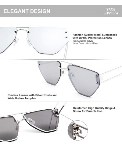 Square New Avaitor Sunglasses - Rimless Metal - Mirrored Lens - Unique Design Sun Glasses - Grey - C618WQCKI08 $8.03