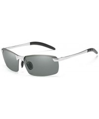 Oval Men's Photochromic Sunglasses with Polarized Lens for Outdoor 100% UV - Silver Grey - CK18WKI7CXU $12.85