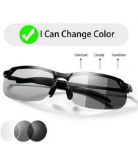 Oval Men's Photochromic Sunglasses with Polarized Lens for Outdoor 100% UV - Silver Grey - CK18WKI7CXU $12.85