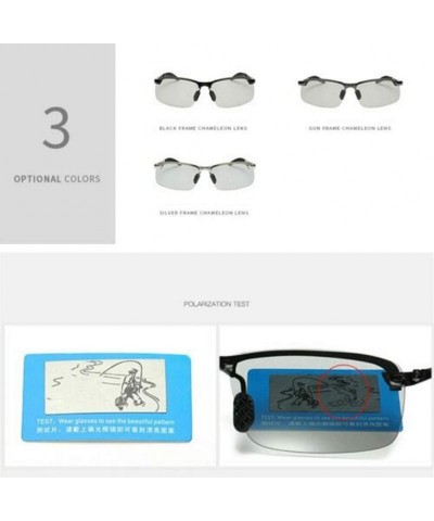 Oval Men's Photochromic Sunglasses with Polarized Lens for Outdoor 100% UV - Silver Grey - CK18WKI7CXU $12.85