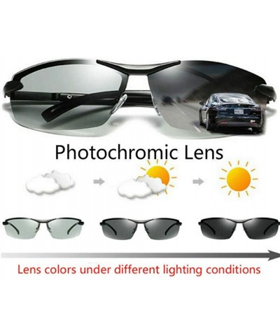 Oval Men's Photochromic Sunglasses with Polarized Lens for Outdoor 100% UV - Silver Grey - CK18WKI7CXU $12.85