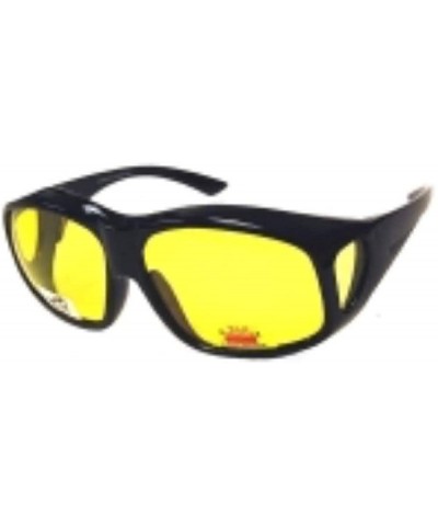 Wrap Polarized Night Driving Fit Over Wear Over Reading Glasses Sunglasses - Large 65MM - Black - C418NNOYRCO $13.16