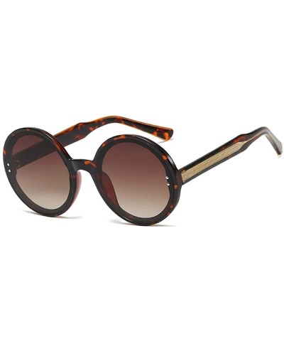 Round Round Sunglasses Women Brand Designer 2020 Oversized Leopard Sunglass Lady Sun Glasses UV400 Shades - C3197HUAAUS $52.25