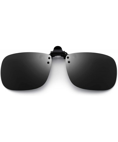 Square Polarized Clip on Sunglasses Frameless Flip Up Lens for Prescription Glasses - Grey - CH18TCKDC3I $26.58