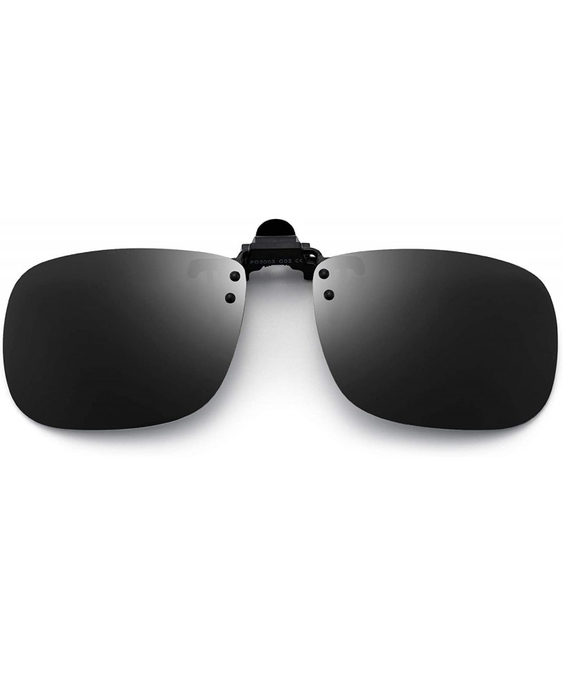 Square Polarized Clip on Sunglasses Frameless Flip Up Lens for Prescription Glasses - Grey - CH18TCKDC3I $26.94