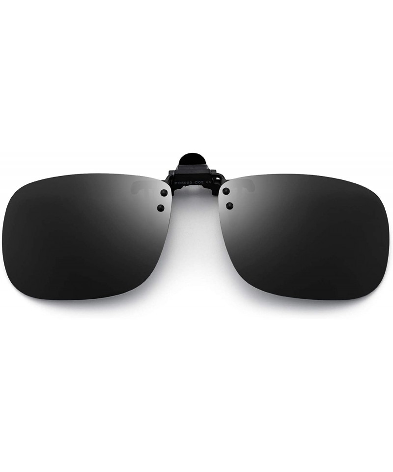 Square Polarized Clip on Sunglasses Frameless Flip Up Lens for Prescription Glasses - Grey - CH18TCKDC3I $26.58