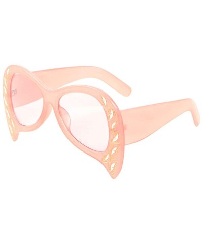 Cat Eye Upside Down Cat Eye Frontal Color Print Sunglasses - Pink - CL19880CO2L $13.27