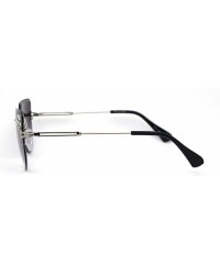 Rimless Womens Bevel Edge Rimless Oversize Cat Eye Rhinestone Sunglasses - Silver Smoke - C31932Y24LG $22.66
